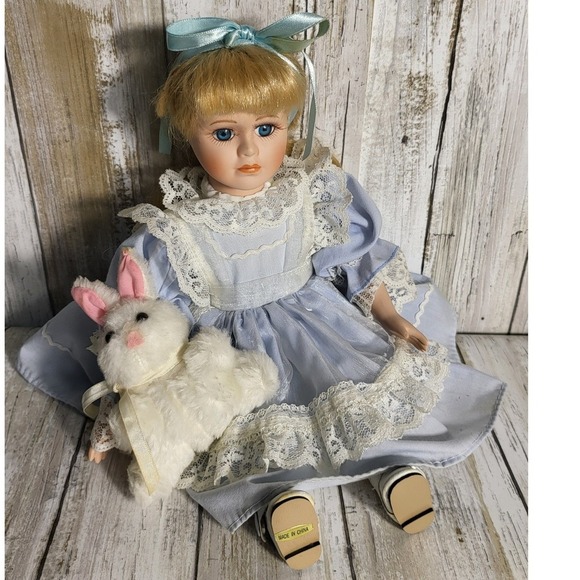 1970 Bradley Alice in Wonderland Collectible Porcelain Doll Blonde  hair - Picture 10 of 12